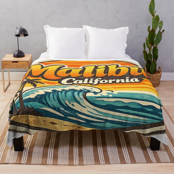 Item preview, Malibu California Retro Surf Beach Sunset Vintage Graphic Tee designed and sold by TM DESIGNS AND MORE.
