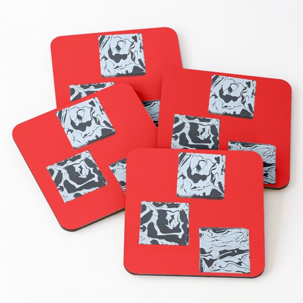 Item preview, three squares black and white pour painting designed and sold by LaurenMyersArtist.