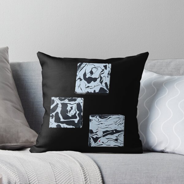 Item preview, three squares black and white pour painting designed and sold by LaurenMyersArtist.