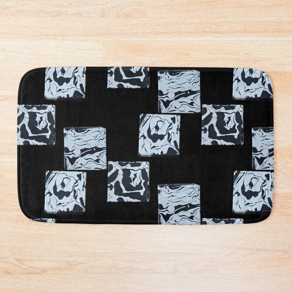 Item preview, three squares black and white pour painting designed and sold by LaurenMyersArtist.