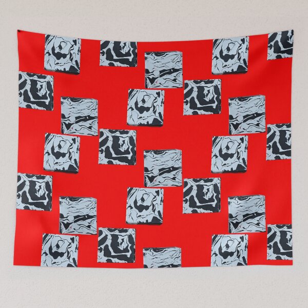 Item preview, three squares black and white pour painting designed and sold by LaurenMyersArtist.