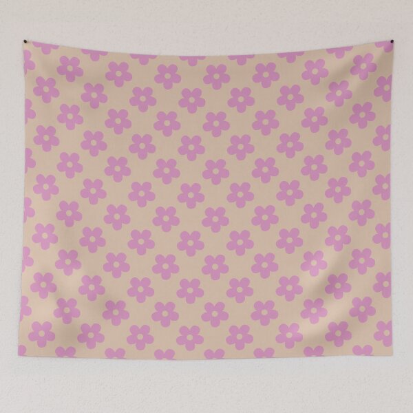 Item preview, Pink Floral Pattern | Retro Pink Flowers on Beige Floral Design | Preppy Pink Flower Pattern | Coquette Pink and Beige Floral Seamless Pattern | Vintage Beige and Pink Flowers Pattern designed and sold by VivaFy.