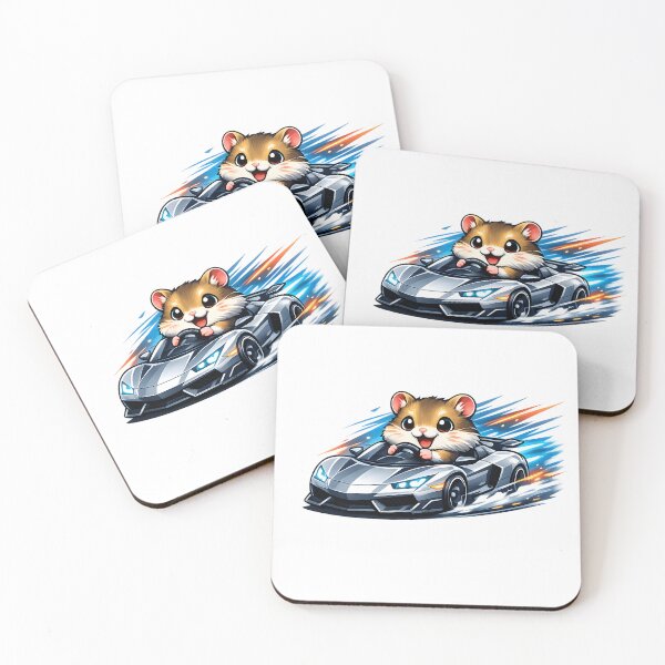 Item preview, Cute Hamster Driving Sports Car Fast Racing Animal Illustration designed and sold by favoprintaart.