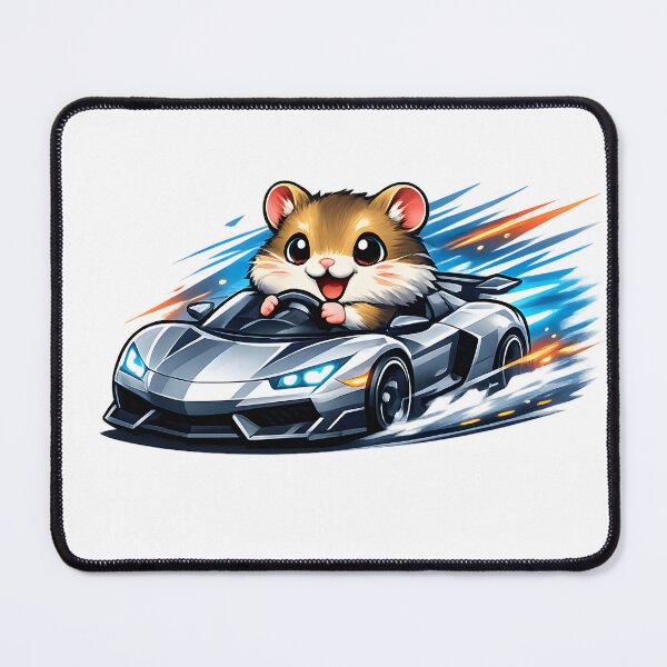 Item preview, Cute Hamster Driving Sports Car Fast Racing Animal Illustration designed and sold by favoprintaart.