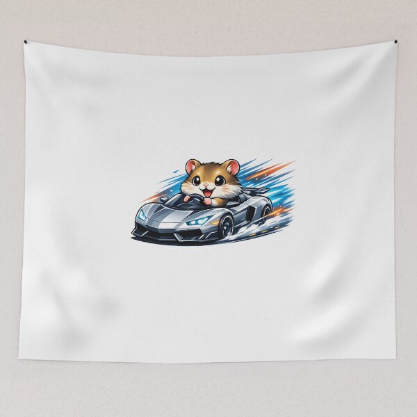 Item preview, Cute Hamster Driving Sports Car Fast Racing Animal Illustration designed and sold by favoprintaart.