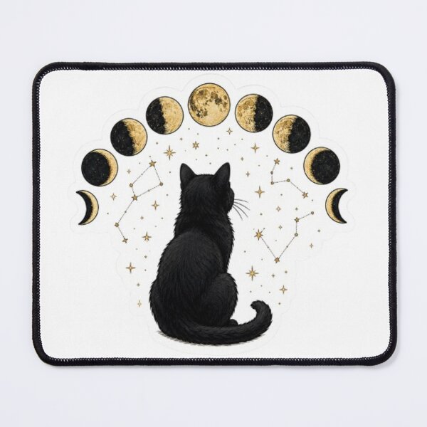 Item preview, Black Cat Stargazing at Moon Phases designed and sold by Snurly.