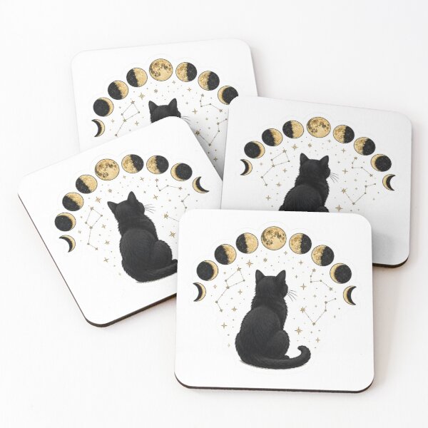 Item preview, Black Cat Stargazing at Moon Phases designed and sold by Snurly.