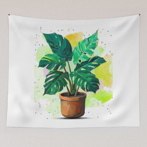 Item preview, Retro Monstera Plant – Botanical Watercolor Tropical Houseplant Illustration designed and sold by MarcelooArt.