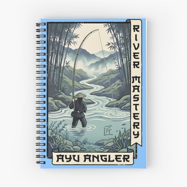 Aperçu de l'œuvre Maîtrise de la rivière Ayu Pêcheur - Emblème japonais Ukiyo-e de pêche à la mouche créée et vendue par ThirdShiftLab.