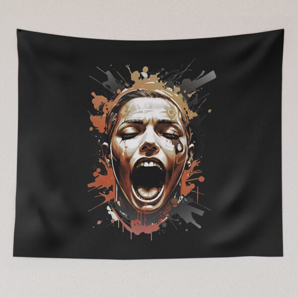 Item preview, Screaming Face Raw Emotion - Grunge Ink Splatter Art designed and sold by MarCinu Art.