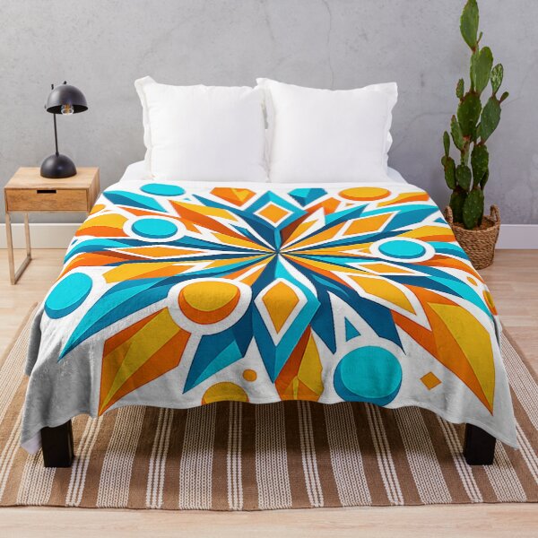 Item preview, Geometric Starburst Pattern Orange Teal Abstract Mandala Design designed and sold by TM DESIGNS AND MORE.