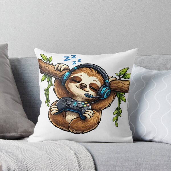 Item preview, Sleepy Sloth Gamer with Headphones and Controller Gaming Illustration designed and sold by favoprintaart.