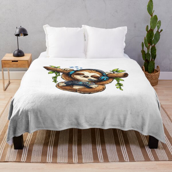 Item preview, Sleepy Sloth Gamer with Headphones and Controller Gaming Illustration designed and sold by favoprintaart.