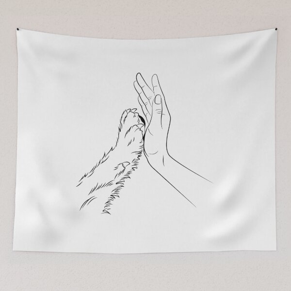 Item preview, Pet Paw and Human Hand Line Art Minimalist designed and sold by Krasnovaovaova.