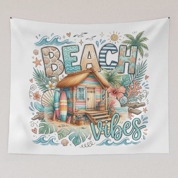 Item preview, Beach Vibes Beach House Ocean life salty life surf boards seashells sun and splash designed and sold by Lori Richardson.