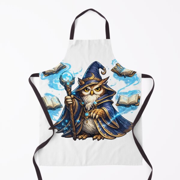 Item preview, Wizard Owl with Magic Staff and Floating Books Fantasy Illustration designed and sold by favoprintaart.