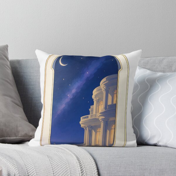 Item preview, Mediterranean Moonlit Mansion Back Print | Elegant Coastal Night Landscape Shirt designed and sold by Luna Haven.