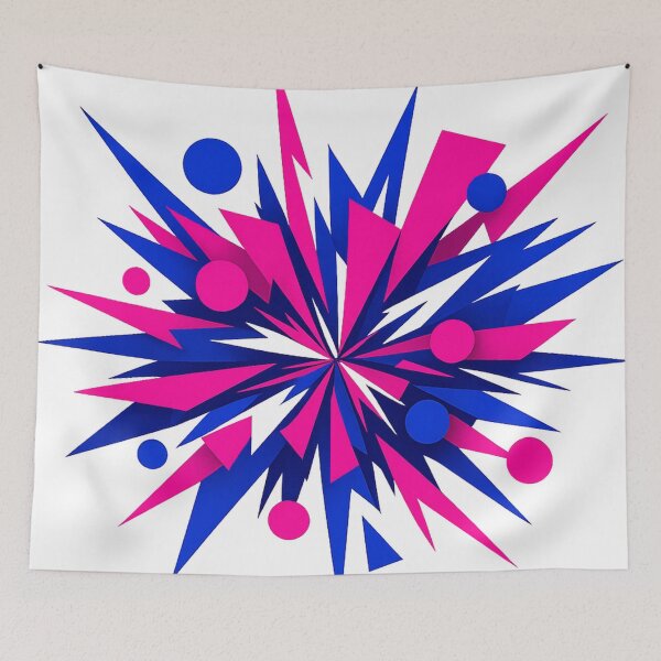 Item preview, Neon Geometric Starburst Pink Blue Abstract Y2K Graphic Design designed and sold by TM DESIGNS AND MORE.