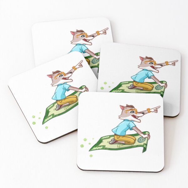Item preview, Rich Fox Flying on Money Carpet Cartoon Illustration designed and sold by Koussgh.