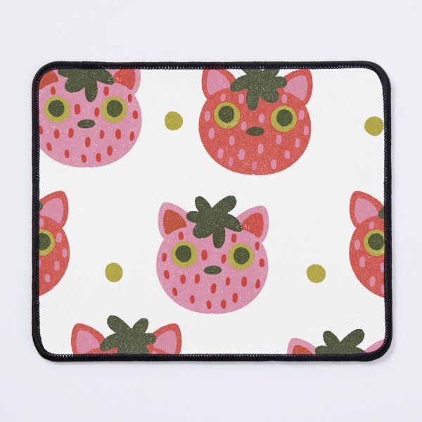 Item preview, strawberry cat repeating pattern designed and sold by KitschByKate.