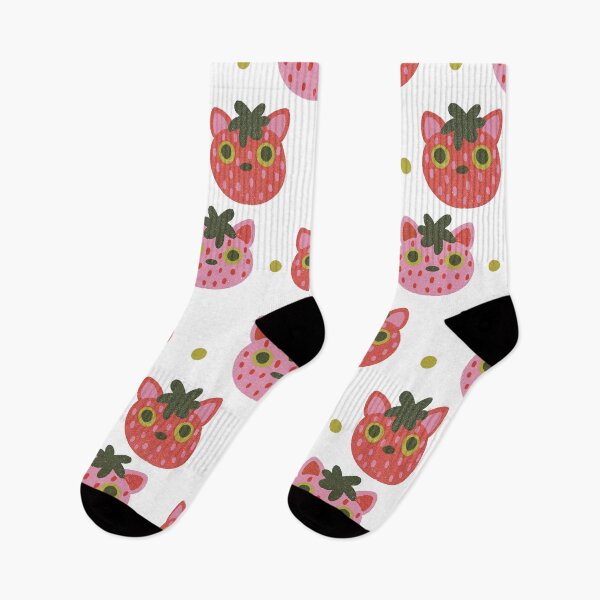 Item preview, strawberry cat repeating pattern designed and sold by KitschByKate.