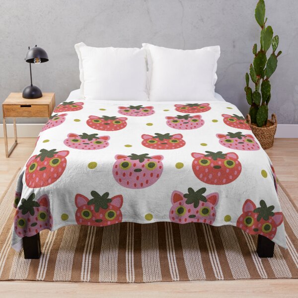 Item preview, strawberry cat repeating pattern designed and sold by KitschByKate.