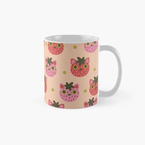 Item preview, strawberry cat repeating pattern designed and sold by KitschByKate.