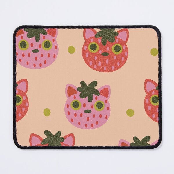 Item preview, strawberry cat repeating pattern designed and sold by KitschByKate.