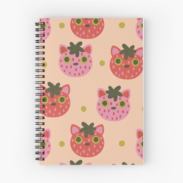 Item preview, strawberry cat repeating pattern designed and sold by KitschByKate.