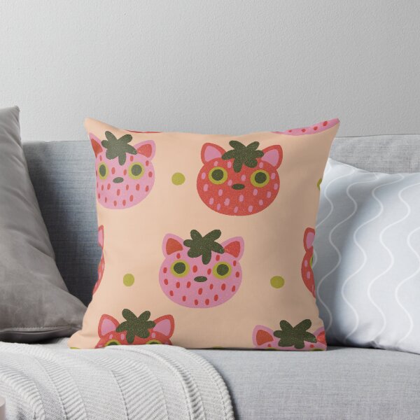 Item preview, strawberry cat repeating pattern designed and sold by KitschByKate.