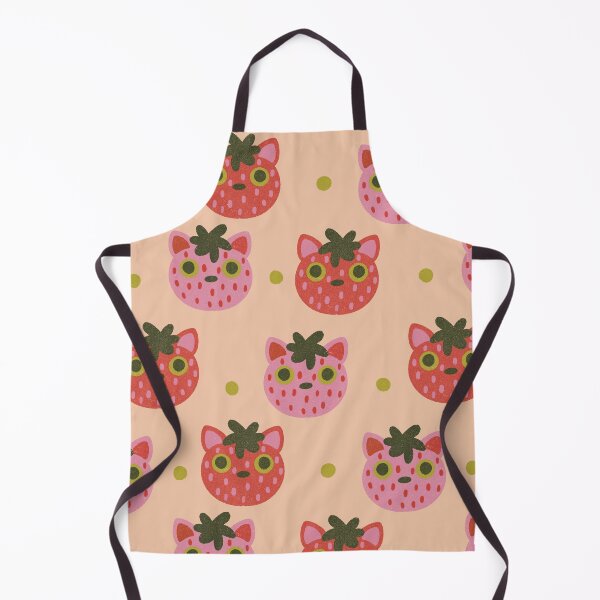 Item preview, strawberry cat repeating pattern designed and sold by KitschByKate.