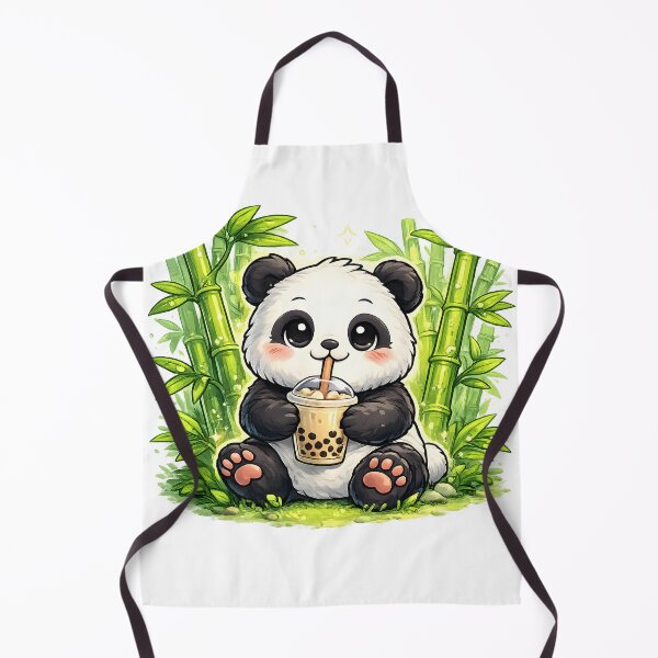 Item preview, Cute Panda Drinking Boba Tea in Bamboo Forest Kawaii Animal Illustration designed and sold by favoprintaart.