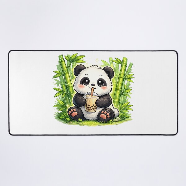Item preview, Cute Panda Drinking Boba Tea in Bamboo Forest Kawaii Animal Illustration designed and sold by favoprintaart.