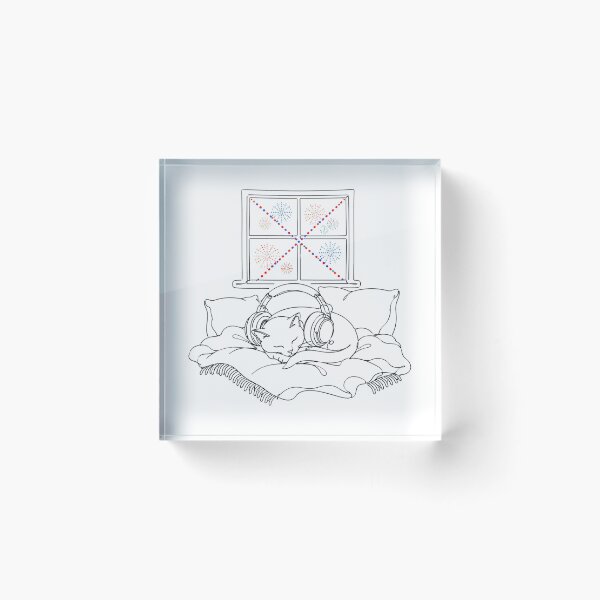 Item preview, Kitty Noise Cancelling Fireworks Cozy Sleeping Feline designed and sold by chattsuede.
