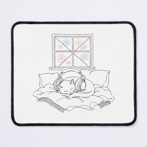 Item preview, Kitty Noise Cancelling Fireworks Cozy Sleeping Feline designed and sold by chattsuede.