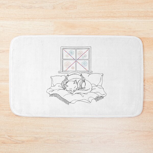 Item preview, Kitty Noise Cancelling Fireworks Cozy Sleeping Feline designed and sold by chattsuede.