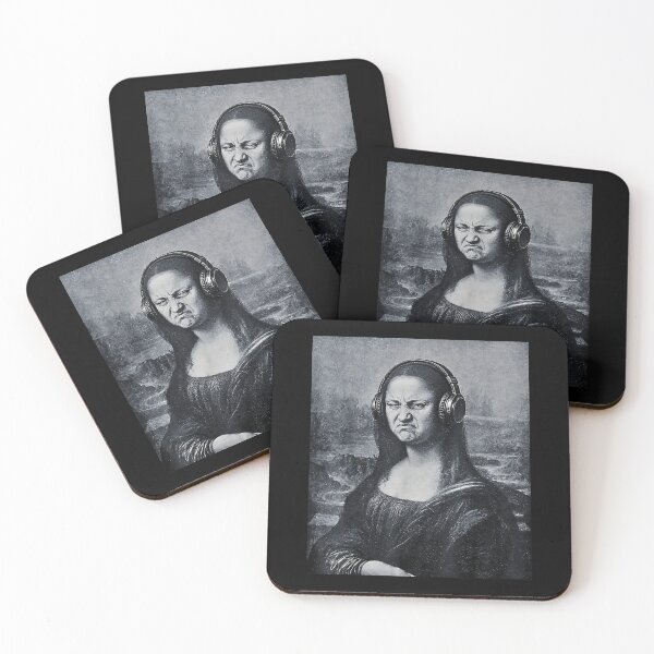 Item preview, Funny Mona Lisa Bass Face Headphones EDM Music Producer Parody designed and sold by Rahamkshop.