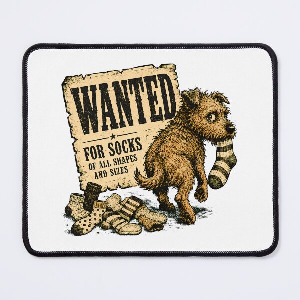 Item preview, Wanted Sock Thief Western Rustic Canine Humor designed and sold by chattsuede.