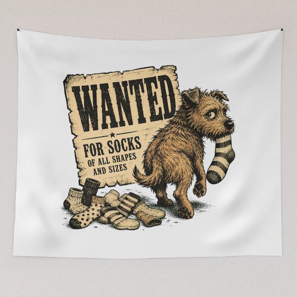 Item preview, Wanted Sock Thief Western Rustic Canine Humor designed and sold by chattsuede.