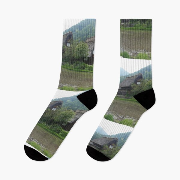 Item preview, Traditional Japanese Thatched Roof Farmhouses Art Print designed and sold by KaleChub.