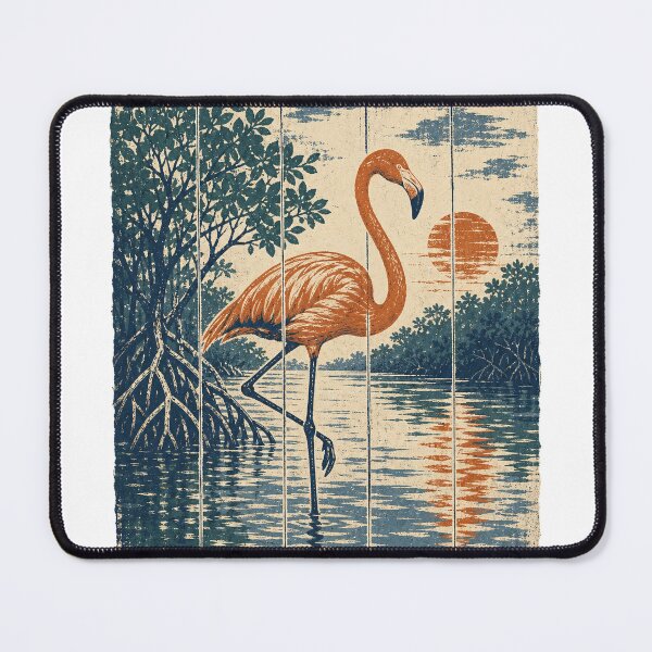 Item preview, Flamingo in the Mangrove Lagoon Wild Animal Wildlife Art designed and sold by VisualArtsOasis.
