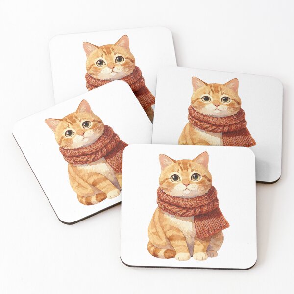 Item preview, Cozy Ginger Cat With Knitted Scarf designed and sold by RomeoCreates.