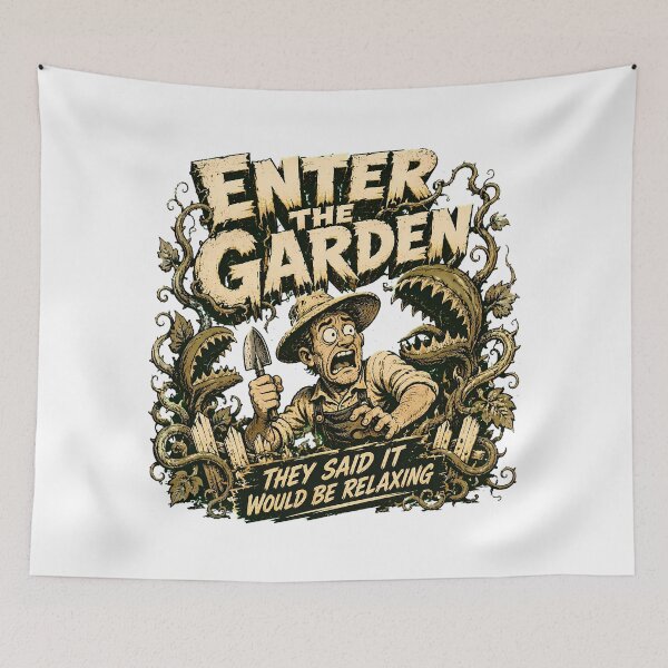 Item preview, Terrified Gardener Comic Book Dark Humor Carnivorous Plants designed and sold by chattsuede.