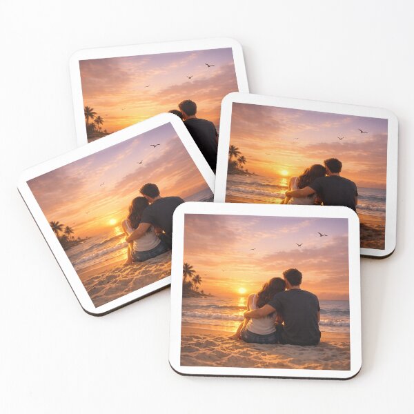Item preview, Romantic Young Couple Watching Sunset on the Beach – Peaceful Evening Love Scene designed and sold by Prince Tripathi .