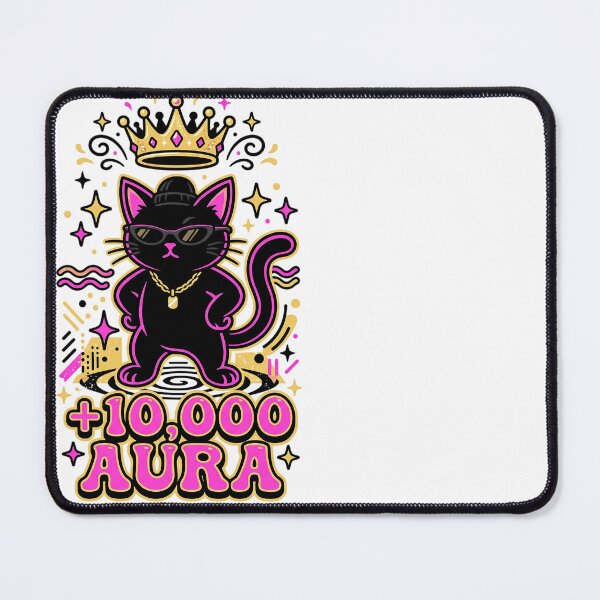 Item preview, +10,000 Aura Cool Black Cat Crown Sunglasses | Y2K Meme Artwork designed and sold by KreonaTime.
