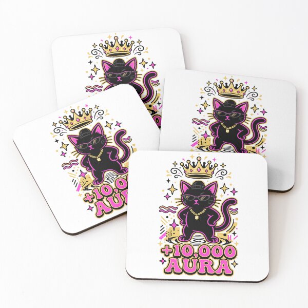 Item preview, +10,000 Aura Cool Black Cat Crown Sunglasses | Y2K Meme Artwork designed and sold by KreonaTime.