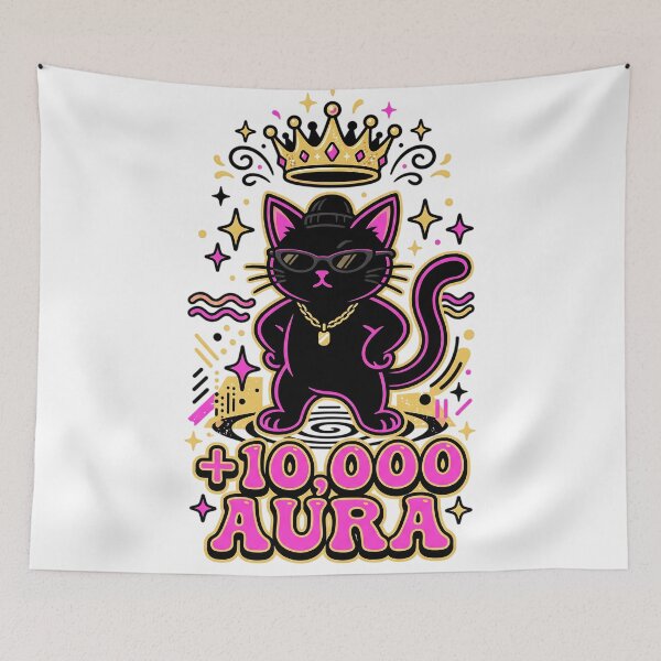 Item preview, +10,000 Aura Cool Black Cat Crown Sunglasses | Y2K Meme Artwork designed and sold by KreonaTime.