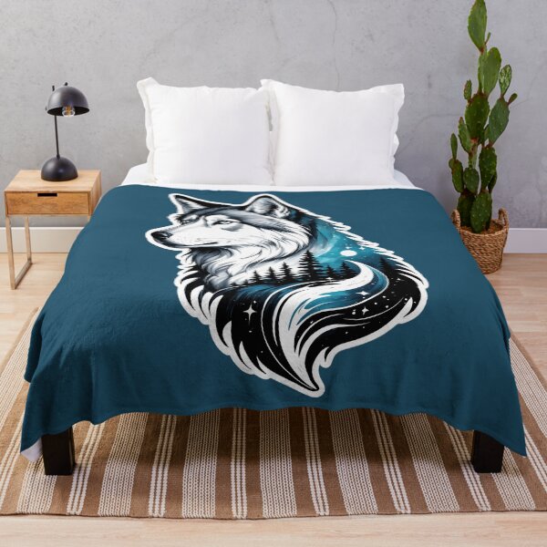 Item preview, Mystical Double Exposure Wolf - Starry Night Forest Landscape designed and sold by MarCinu Art.