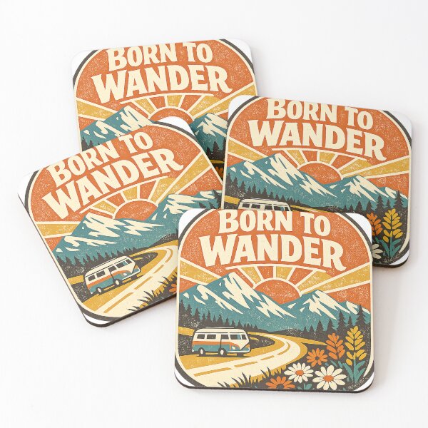 Item preview, Born to Wander Retro Camper Van Mountain Road Trip Graphic Tee designed and sold by TM DESIGNS AND MORE.