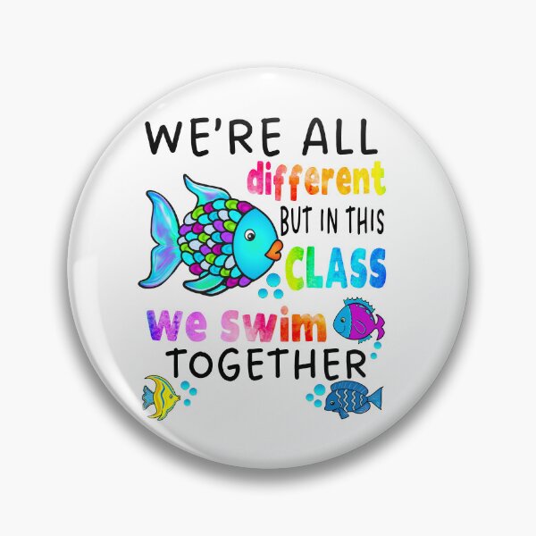 Item preview, We're All Different But in This Class We Swim Together Elementary Teacher Black Text designed and sold by MathWare MathClips.